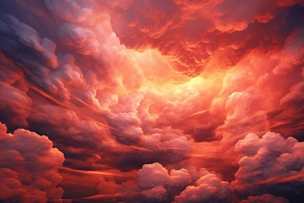 Beautiful sunset sky background Dramatic sky with glowing clouds