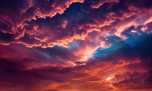 Beautiful sunset sky above clouds