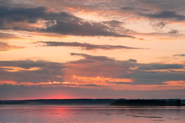 Beautiful sunset or sunrise over the river