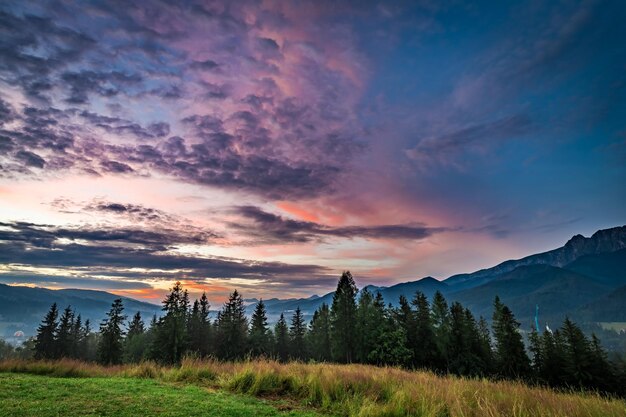 Beautiful Sunset in Tatra mountains Zakopane Poland Europe