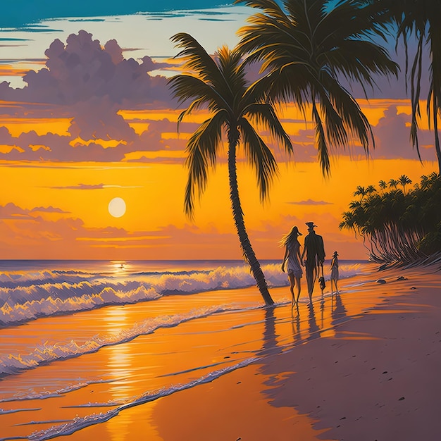 a beautiful sunset view on beach