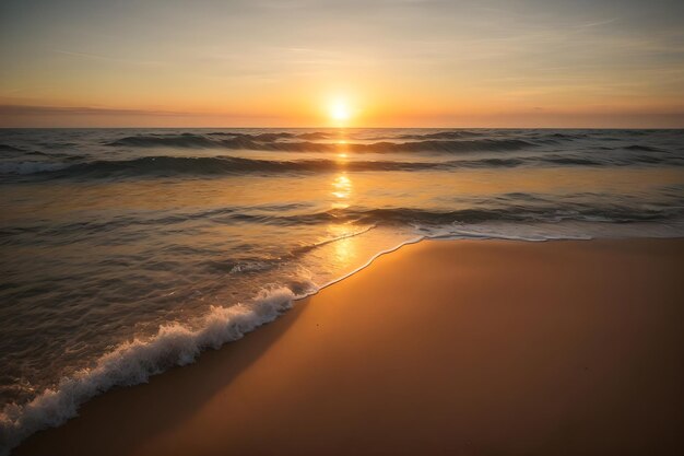 Foto bella vista del tramonto dalla spiaggia generato da ai