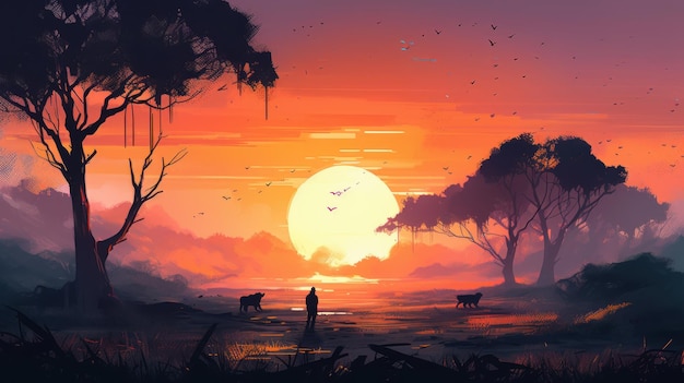 Beautiful Sunset view landscape generative AI