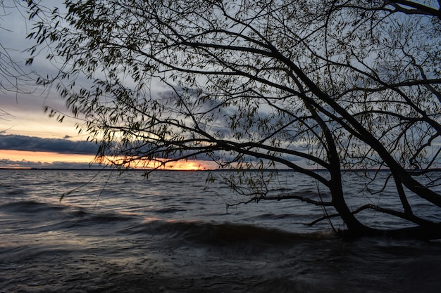 Beautiful sunset on the Volga River