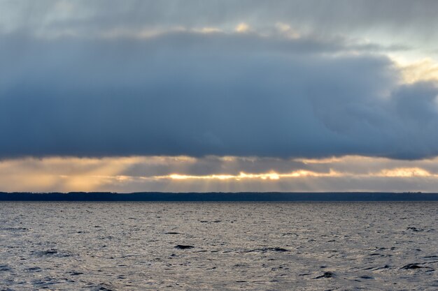 Beautiful sunset on the Volga River