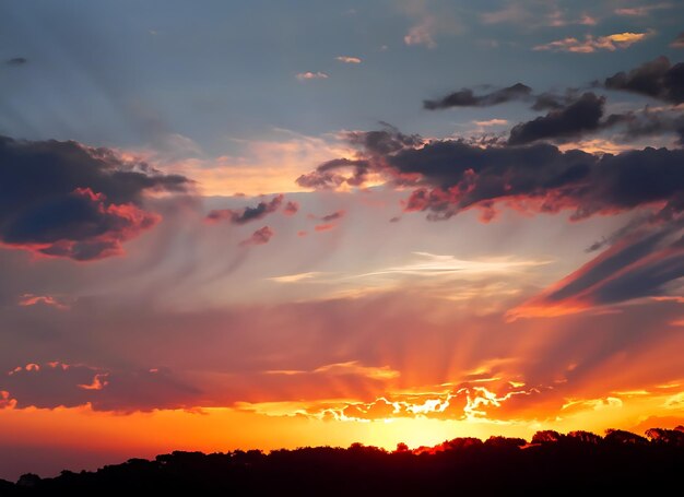 美しい夕暮れ 雲と燃える空