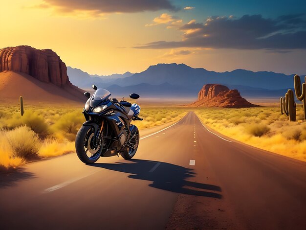 Beautiful superbike in a desert