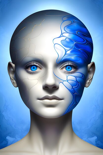 beautiful surreal 3d woman face and head 13