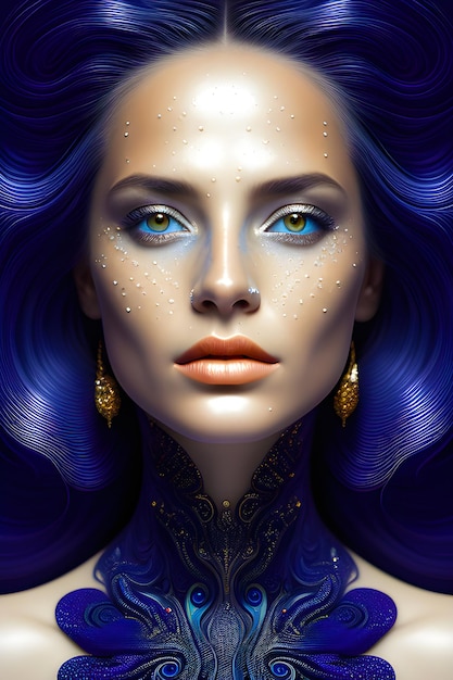 beautiful surreal 3d woman face and head 1