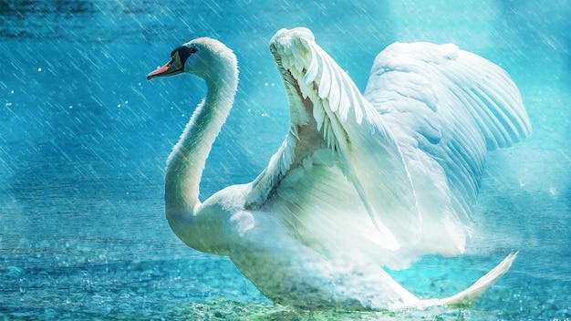 Beautiful Swan in the Lake