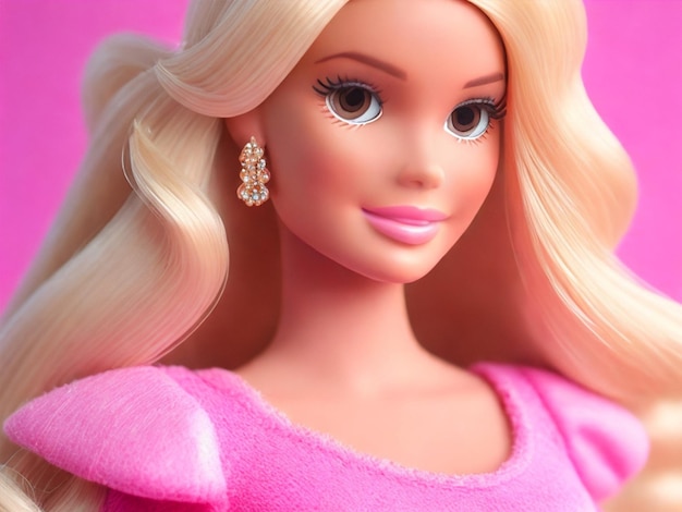 beautiful sweet barbie doll on pink