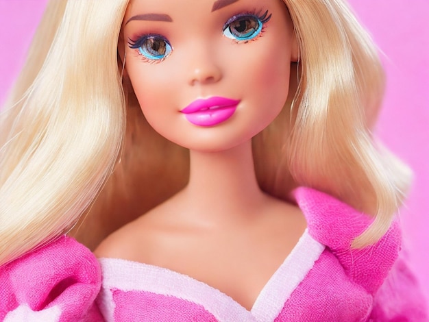 beautiful sweet barbie doll on pink