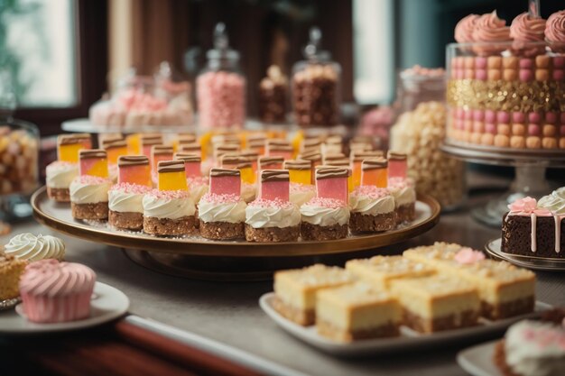 Beautiful sweet candy bar with cakes