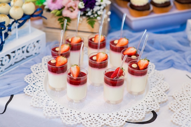 Beautiful sweets dessert on a plate close-up