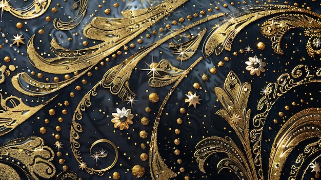 Photo beautiful swirl pattern luxury art with golden glitters background