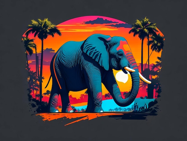 象の美しいデザインの T シャツ