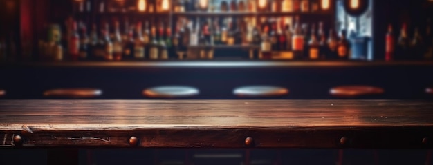 A Beautiful Table In a Bar With a Bar In The Background