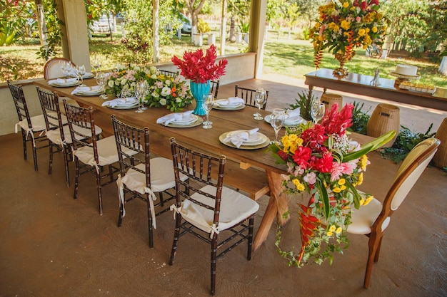 Beautiful table decorated for a wedding