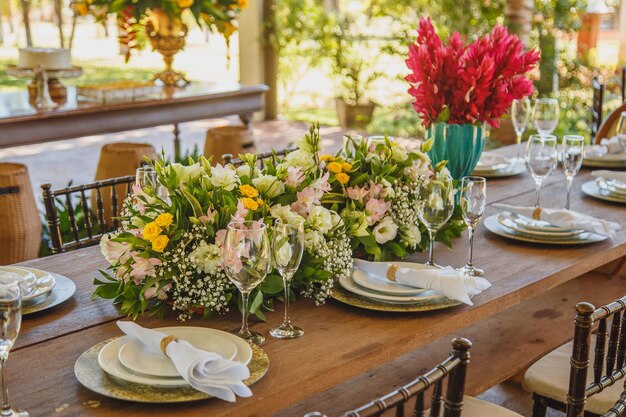 Beautiful table decorated for a wedding