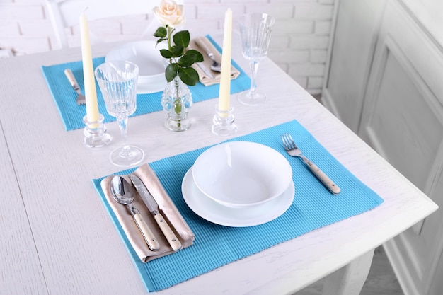 Beautiful table setting close up