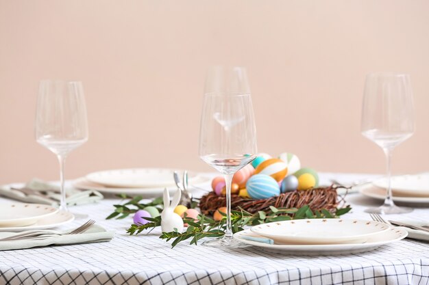 Beautiful table setting for Easter celebration