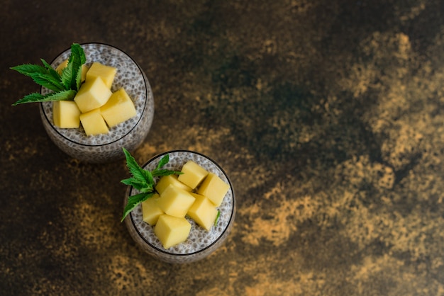 Beautiful and tasty dessert with mango 