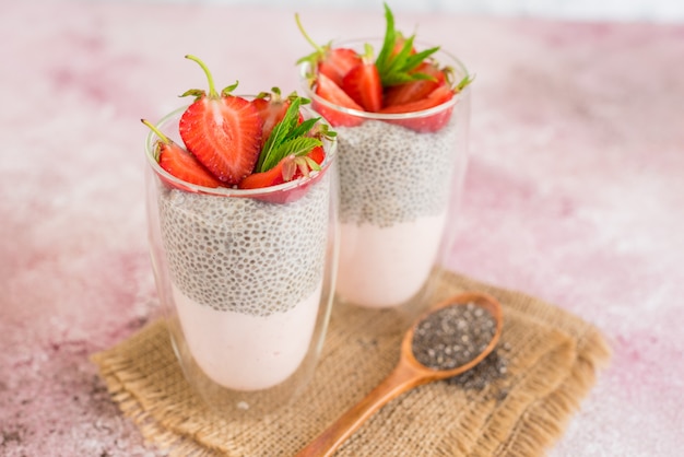 Beautiful and tasty dessert with strawberry