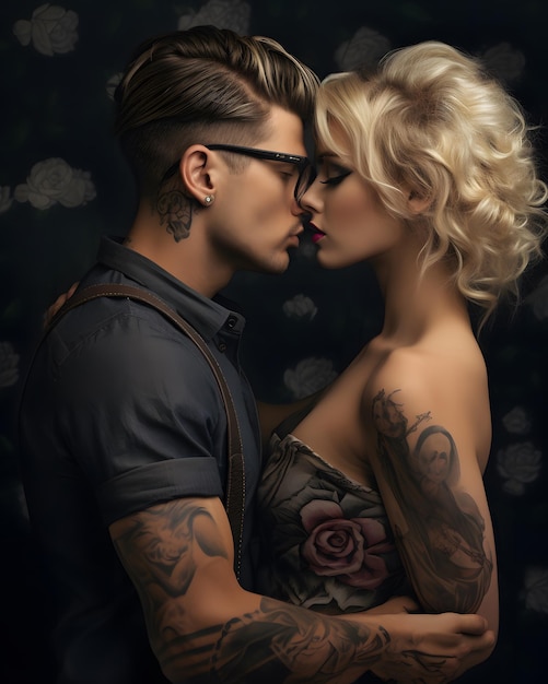 Beautiful tattooed couple