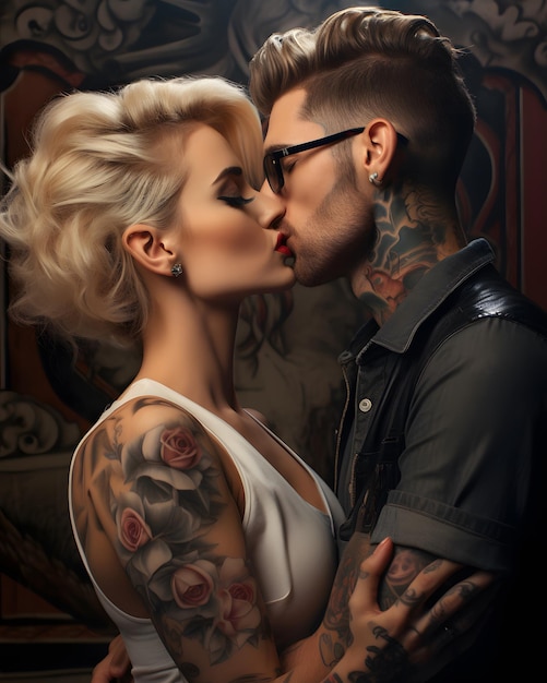 Beautiful tattooed couple