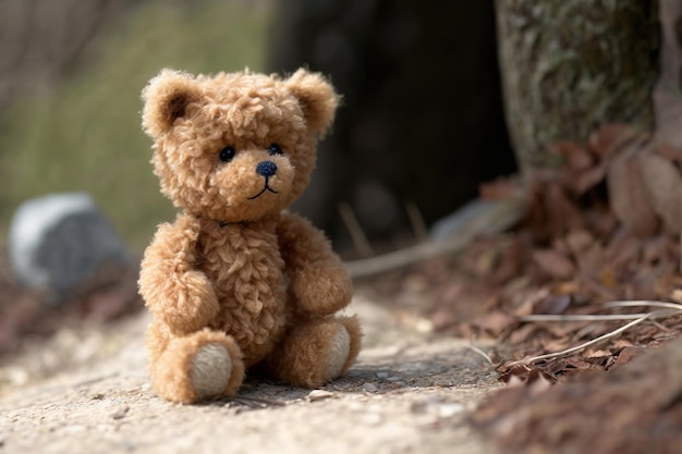 A beautiful teddy bear sits in the green grass on the ground Generative AI