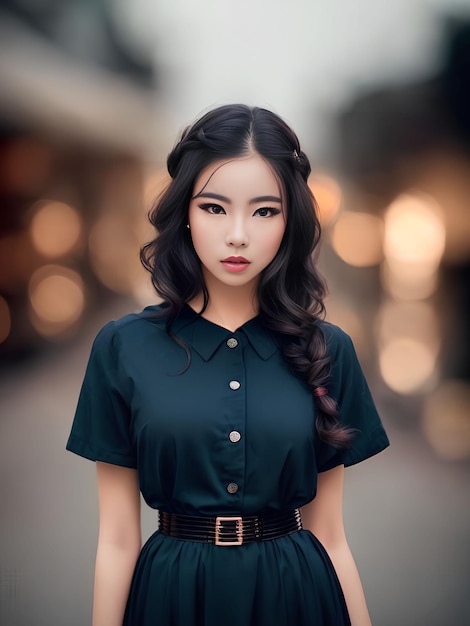 AI의 쇼핑몰 생성 예술에서 아름다운 십대 아시아 여성