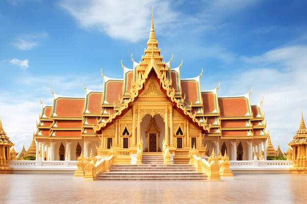 Красивый храм Изумрудного Будды в Бангкоке, Таиланд, достопримечательность Ват Пхра Кео