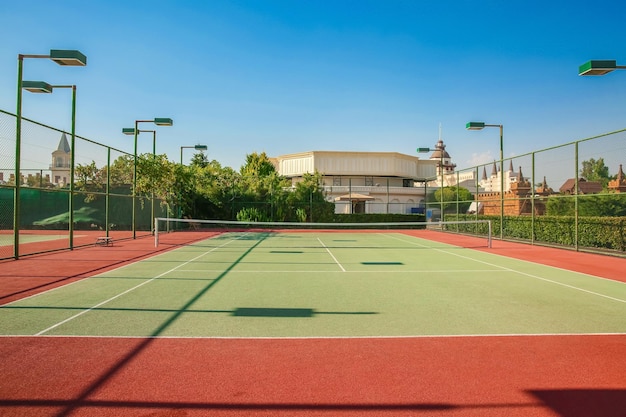 Beautiful tennis court in sunny day