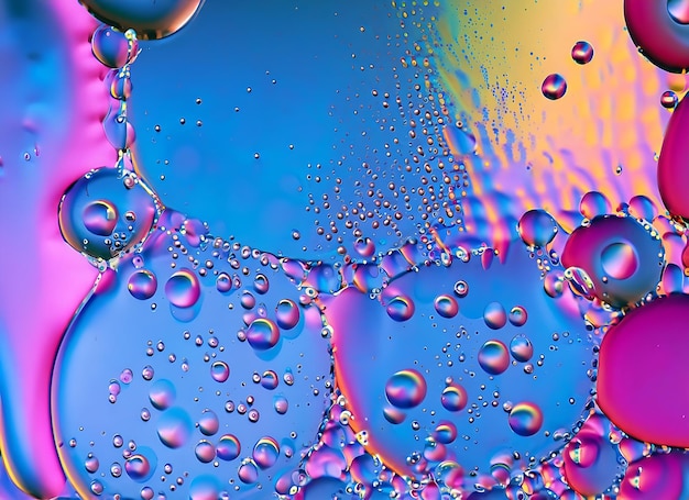 Beautiful texture of liquid bubbles Abstract pattern background bright hue colors