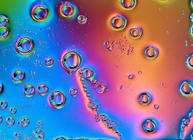 Beautiful texture of liquid bubbles Abstract pattern background bright hue colors