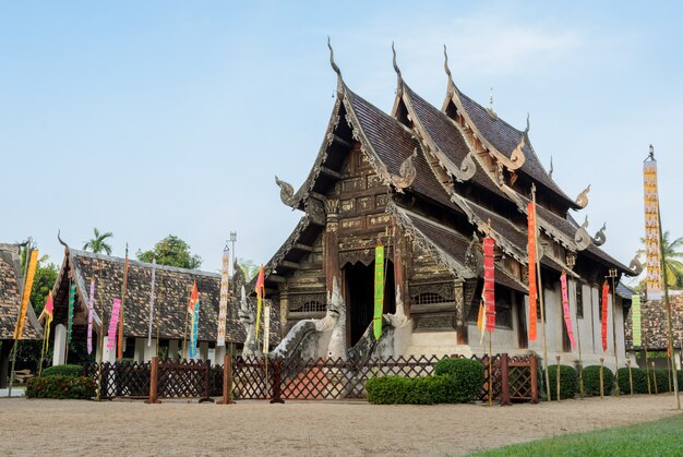 Beautiful Thai Lanna wooden temple in Chiang Mai, Thailand