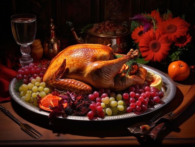 a beautiful thanksgiving photo with a table full of food
