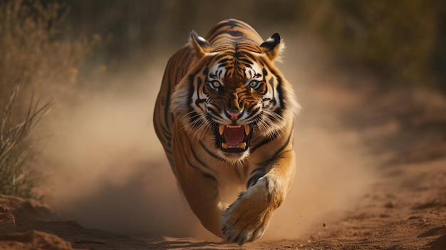 A beautiful tiger running