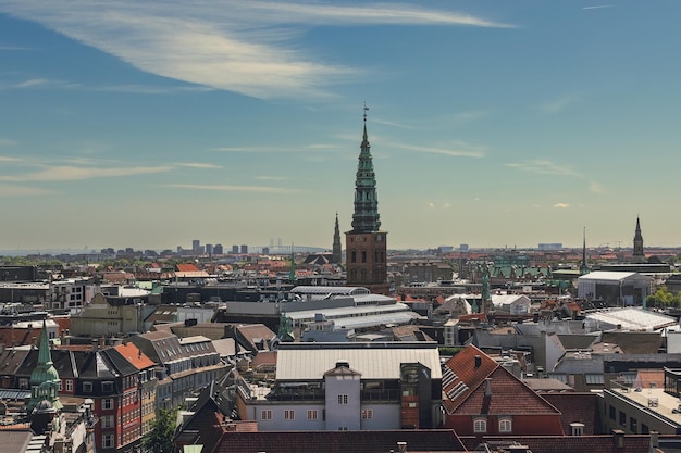 Photo beautiful top view of the city of copenhagen denmark