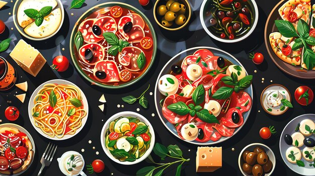 Photo beautiful top view sliced bellpeppers tasty healthy salad with seasonings and olive oil