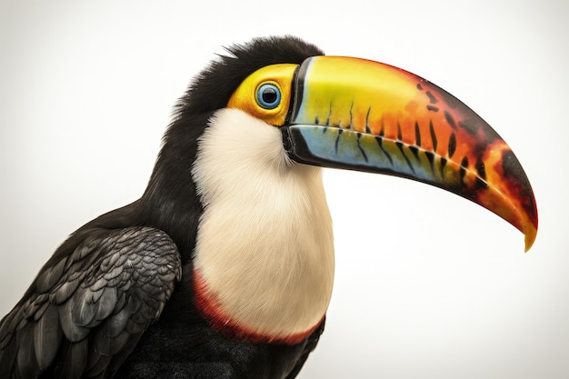 Beautiful toucan illustration animal life concept white background Generative AI