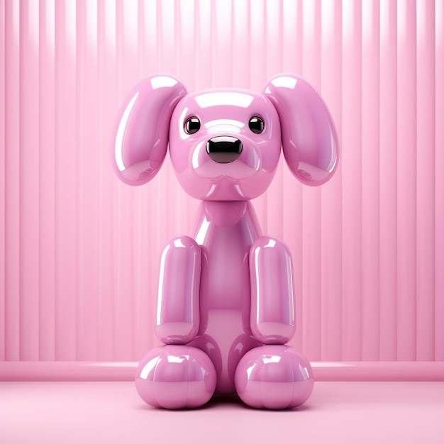 Foto bellissime decorazioni da giocattolo di cane palloncino rosa su sfondo a consistenza rosa concetto di arte creativa
