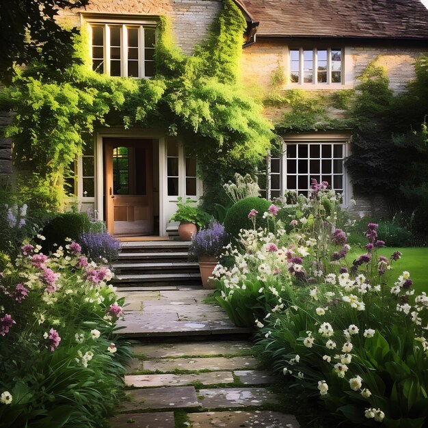 Beautiful Traditional English Garden with Boxwoods