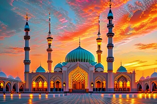 Foto bella vista della tradizionale moschea islamica