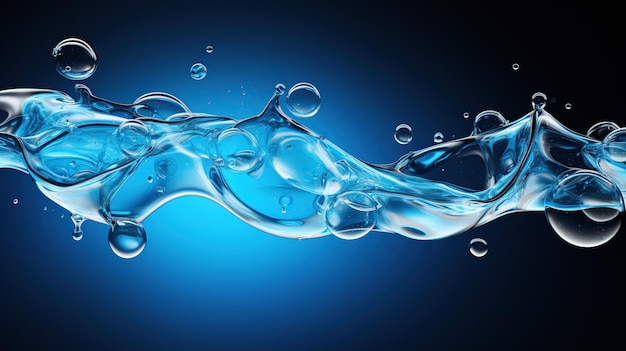 Beautiful transparent cosmetic blue gas bubbles water AI generated image