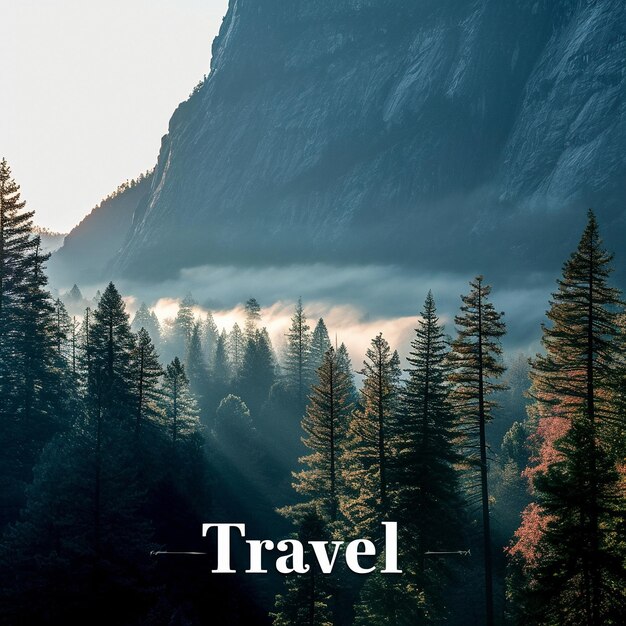 A beautiful travel logo with a forest