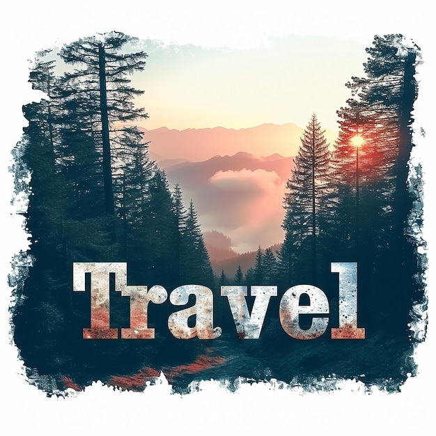 A beautiful travel logo with a forest