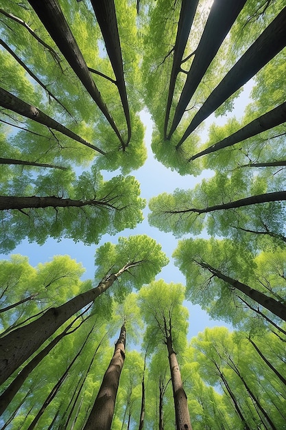 美しい木の冠の景色と自然の風景