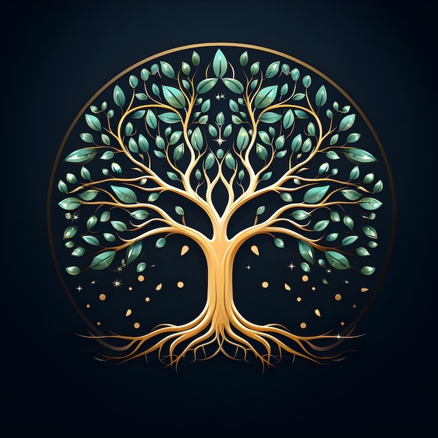 Photo beautiful tree of life digital art illustration in the style of minimalist vector design