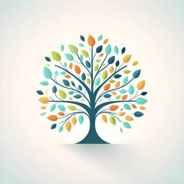 Photo beautiful tree of life digital art illustration in the style of minimalist vector design